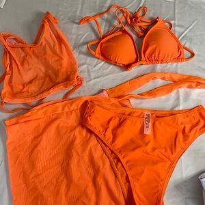 4 piece orange bikini
